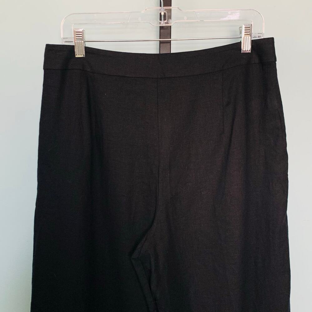NWT Ann Taylor Linen Wide Leg Pants With Ricrac Scalloped Hem In Black Size 8 - Picture 6 of 10